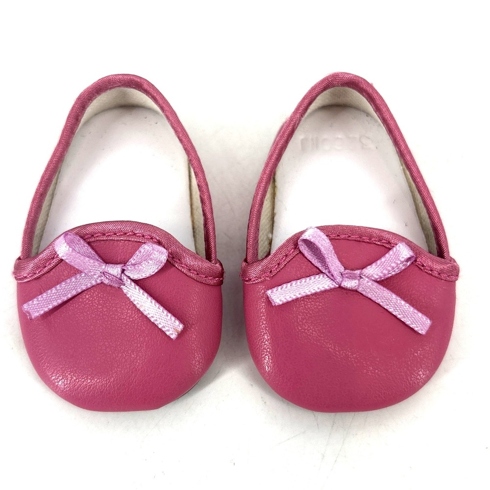 American Girl Pink Flats with Ribbons Shoes Only NICE!